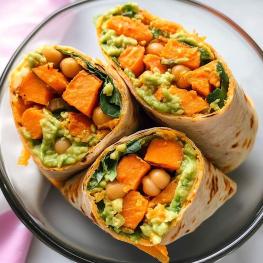 Vegan Sweet Potato, Chickpea & Guacamole Wrap