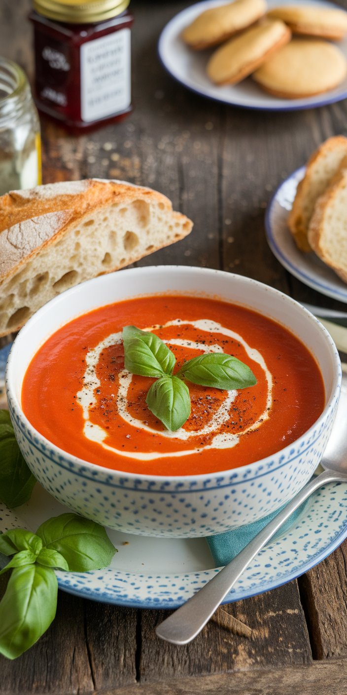 Creamy Vegan Tomato Basil Soup with a Cashew Twist