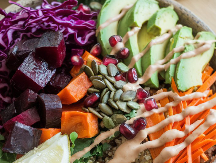 Vegan Roasted Beet and Sweet Potato Buddha Bowl