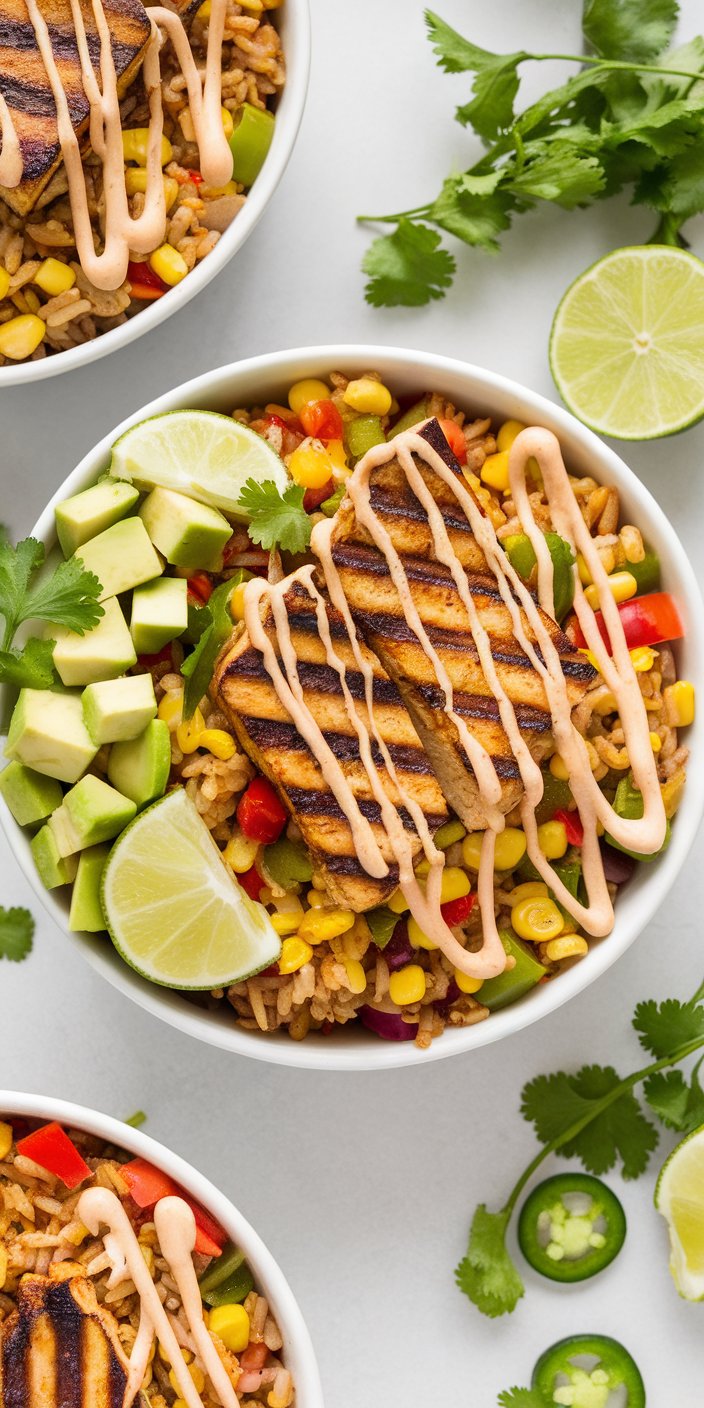 Vegan Grilled Tofu Mexican Rice Bowl