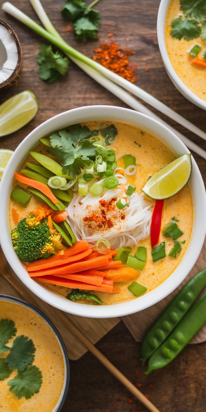 Vegan Thai Coconut Curry Soup with Noodles